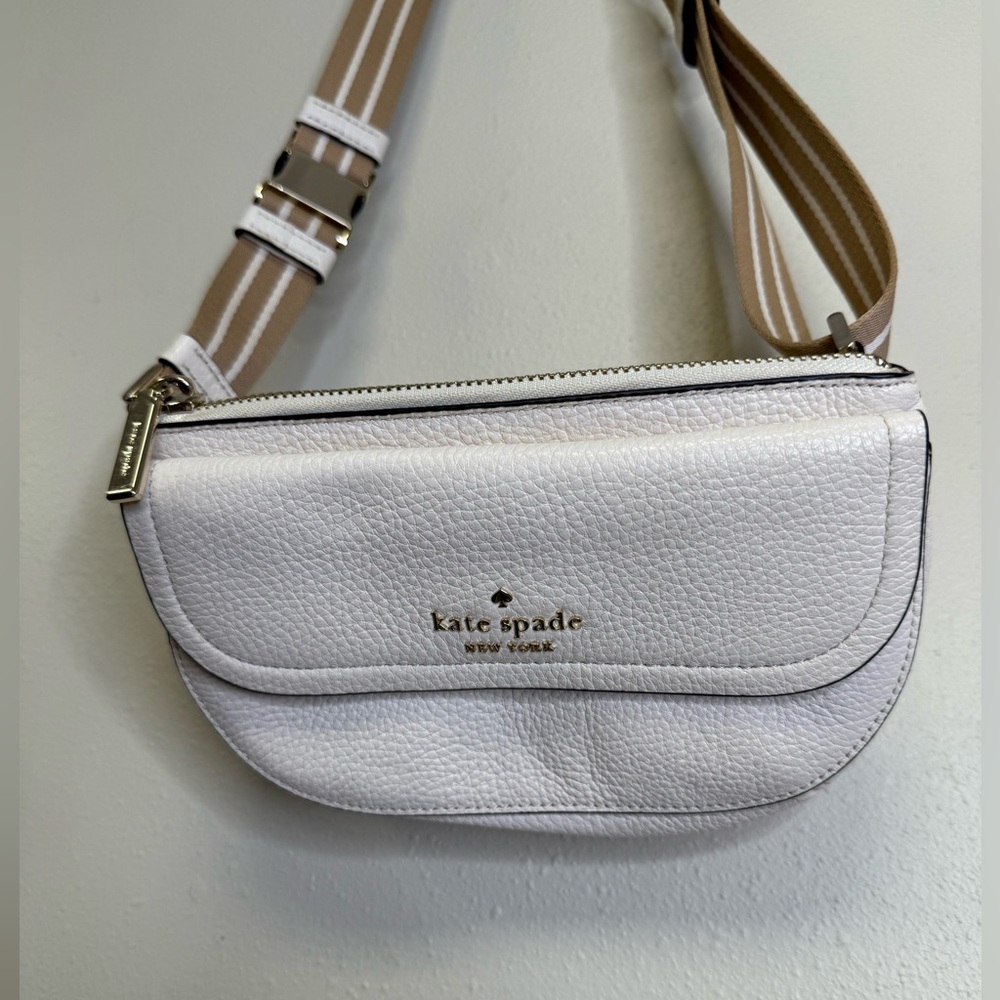 Kate Spade White Pebbled Leather Crossbody Bag